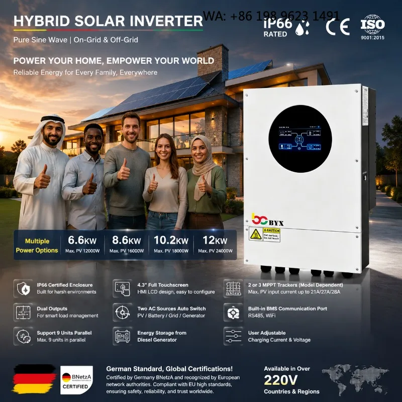 5KW-16KW IP65 Factory Direct Hybrid Solar Inverter 48V High MPPT Efficiency Best Solar Power Equipment