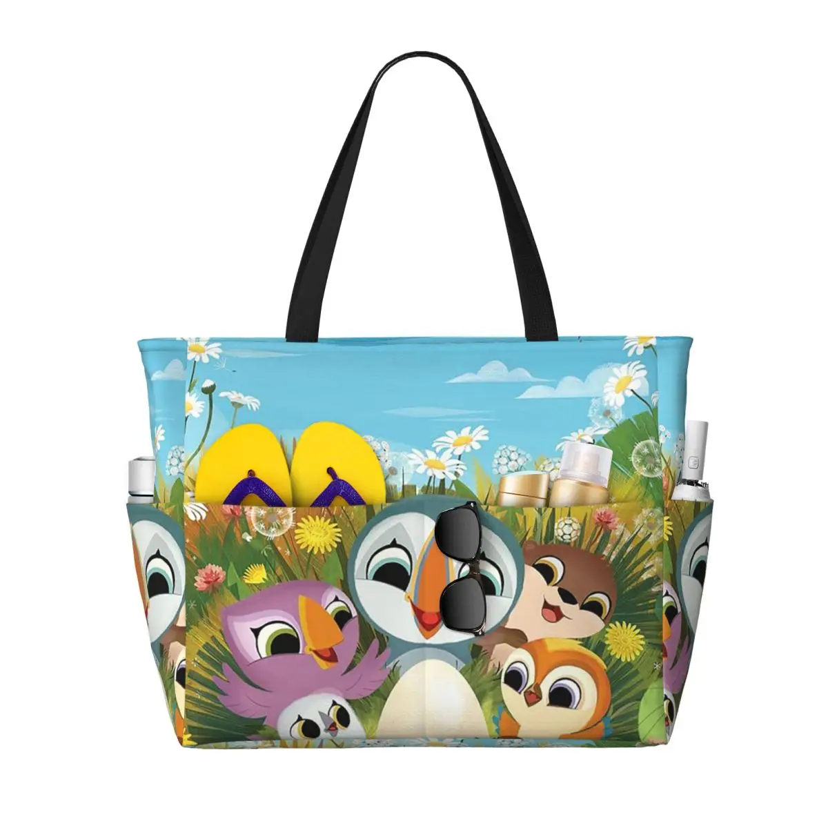 

Puffin Rock Cartoon Beach Tote Bag Sport Gym Yoga Duffle Large Tote Bag Women Travel Bag Fitness bag