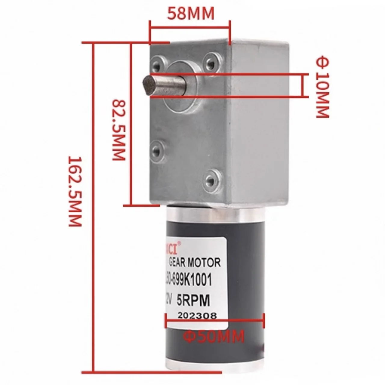 50ZY Right Angle High Torque DC Reduction Motor 12V24V 96W Low-Speed Turbine Worm Self-Locking for Elevator Door Window 50MM