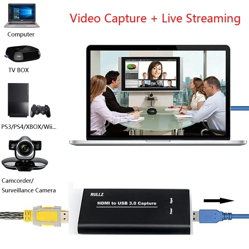 Grafik-Capture-Karte 4K HDMI zu USB 3.0 Videoaufzeichnungsbox für PC-Spiel Live-Streaming Videorecorder Mic in Audio Out Loop