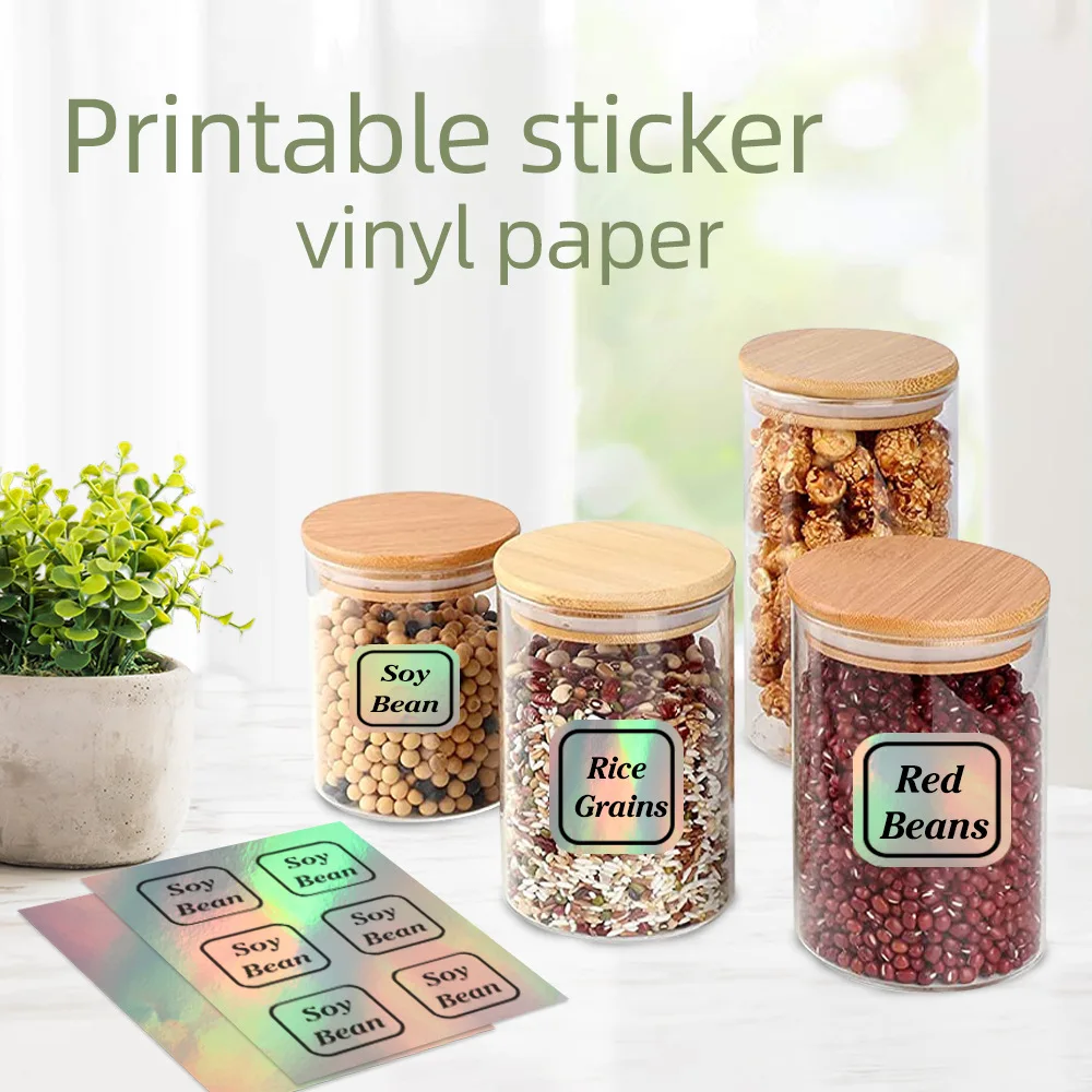 A4 10/20/30/40 قطعة ملصق فينيل ثلاثي الأبعاد قابل للطباعة بألوان قوس قزح للطابعة النافثة للحبر، سهل القطع، مقاوم للماء، صناعة يدوية وملصقات #3