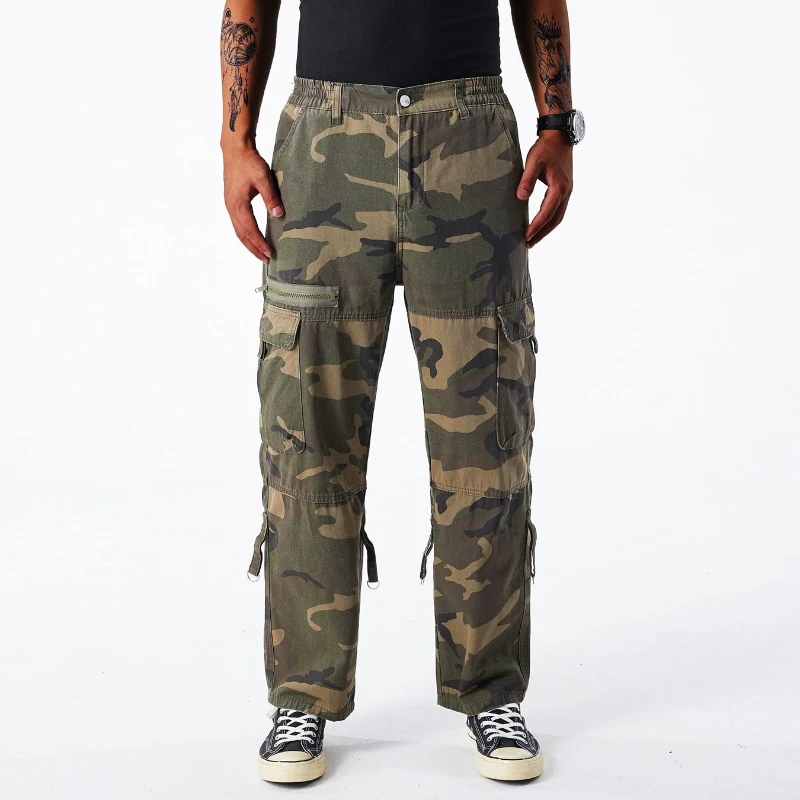 

Износостойкие брюки-карго из 100% хлопка, мужские повседневные брюки с несколькими карманами для пешего туризма, камуфляжные тактические рабочие свободные брюки