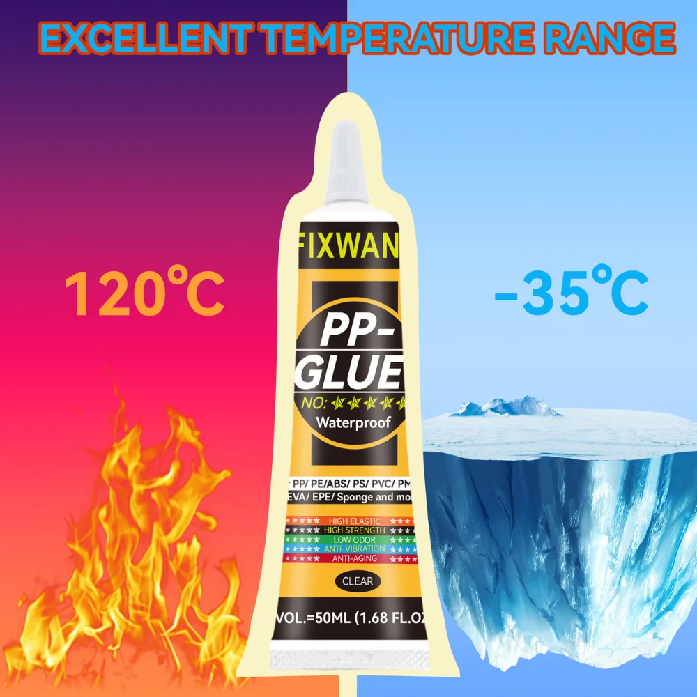 FIXWANT Polypropylene PP กาว PE EVA POM PU พลาสติกหนังกันน้ํากาวนุ่ม Strong PVC กาว 50ML