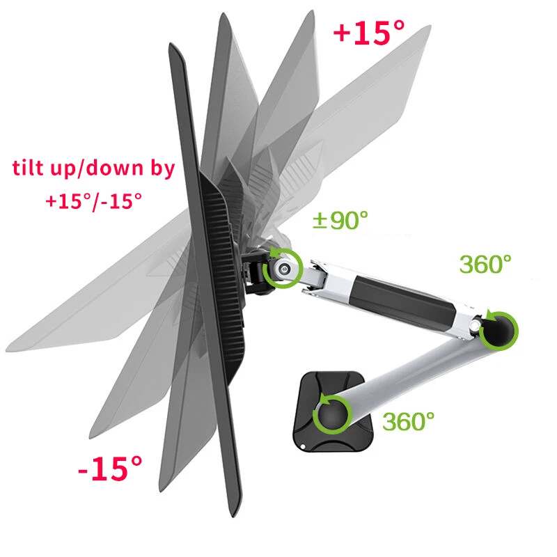 Adjustable Gas Spring Monitor Arm Desk Mount Heavy Duty Single Monitor Stand With 75/100mm 32 Inches In Stock