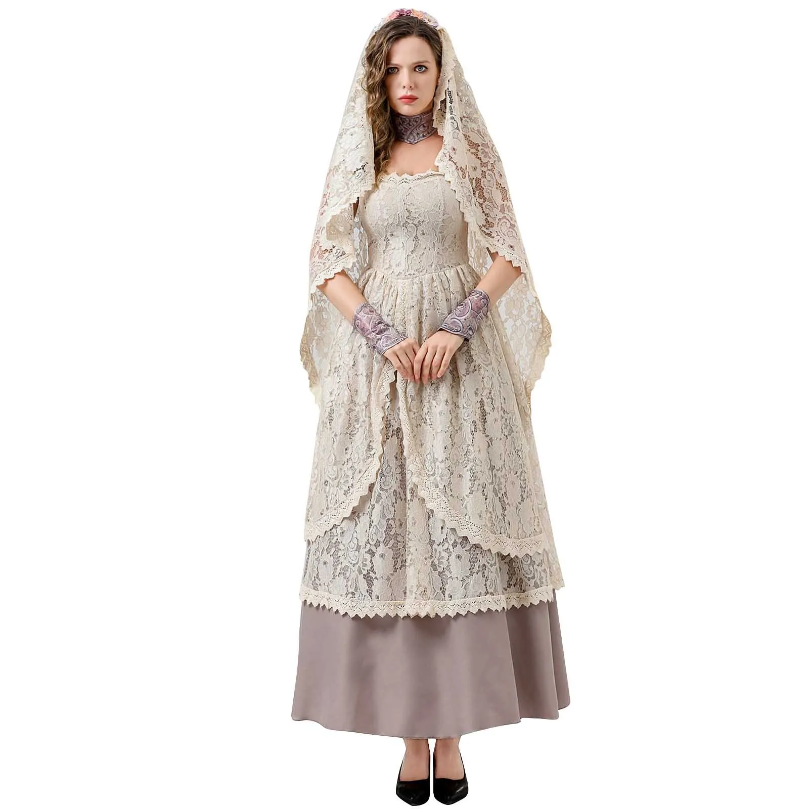 Abito da donna in pizzo a rete moda Vintage Dress Up Costume Dress Fancy Dress Party Costume Cosplay Suit