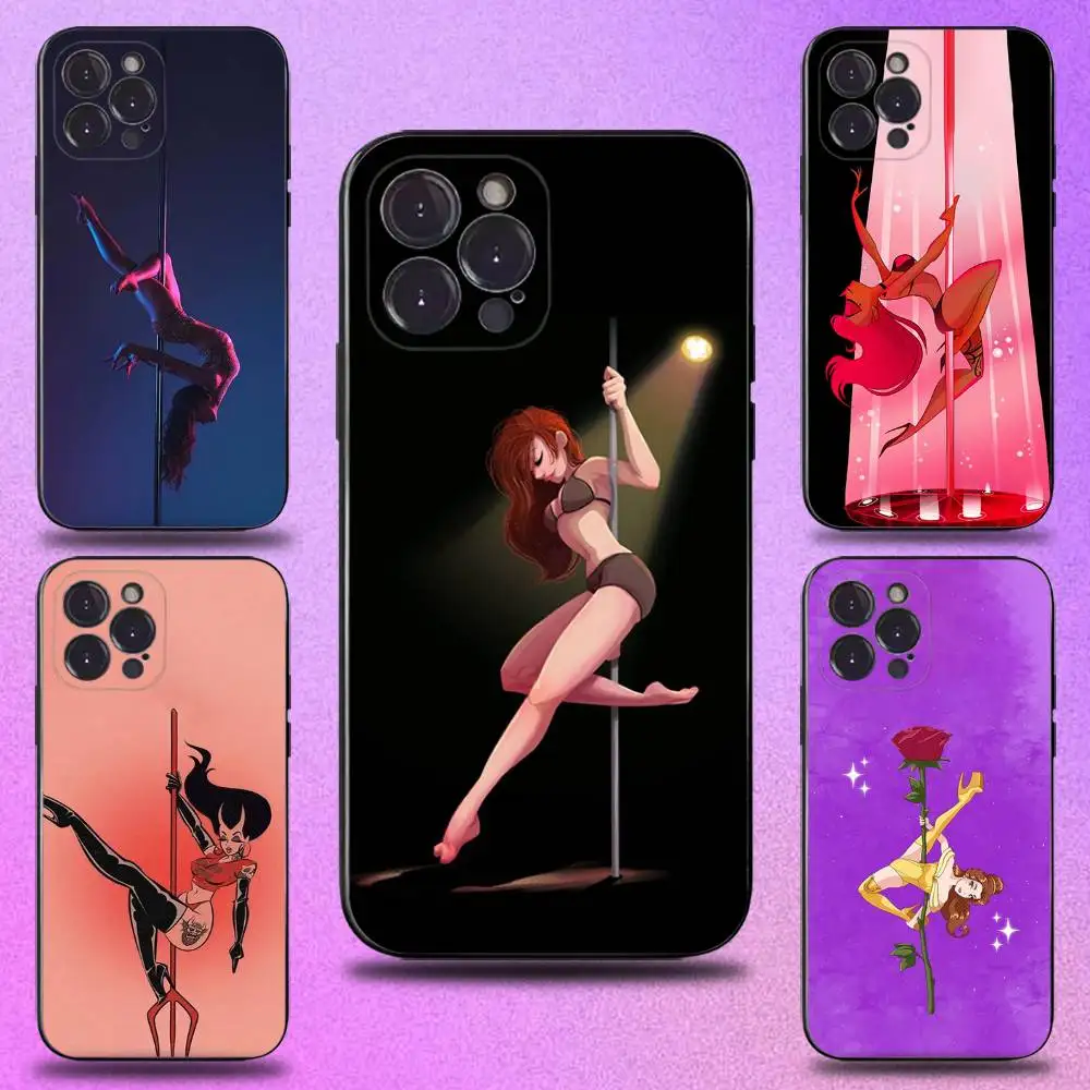 

Pole Dance Dancing Fitness Phone Case For iPhone 16,15,14,13,12,11 Plus,Pro Max,XS,X,XR,SE,Mini,8,7,Soft Silicone Black Cover