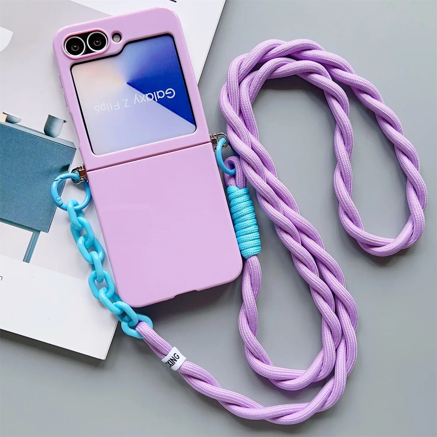 Candy Solid Schutzhülle mit Umhängeband, schlanke Handyhülle für Samsung Galaxy Z Flip 8 7 4 5 6 Flip6 Flip7, niedliche Hülle – Detail 6