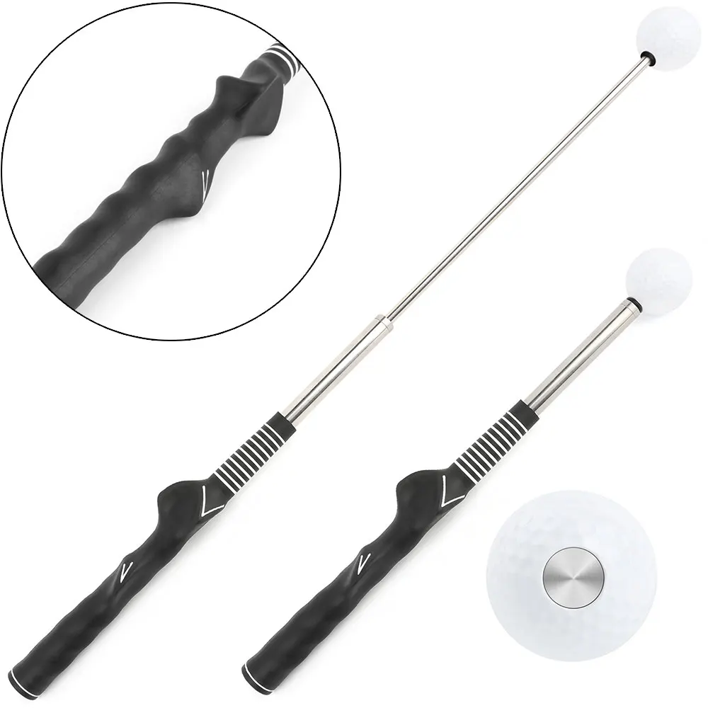 

Golf Swing Trainer Correct Posture Telescopic Stick Tempo Power Point Training Aid Rhythm Click Sound Practice Grip Stick
