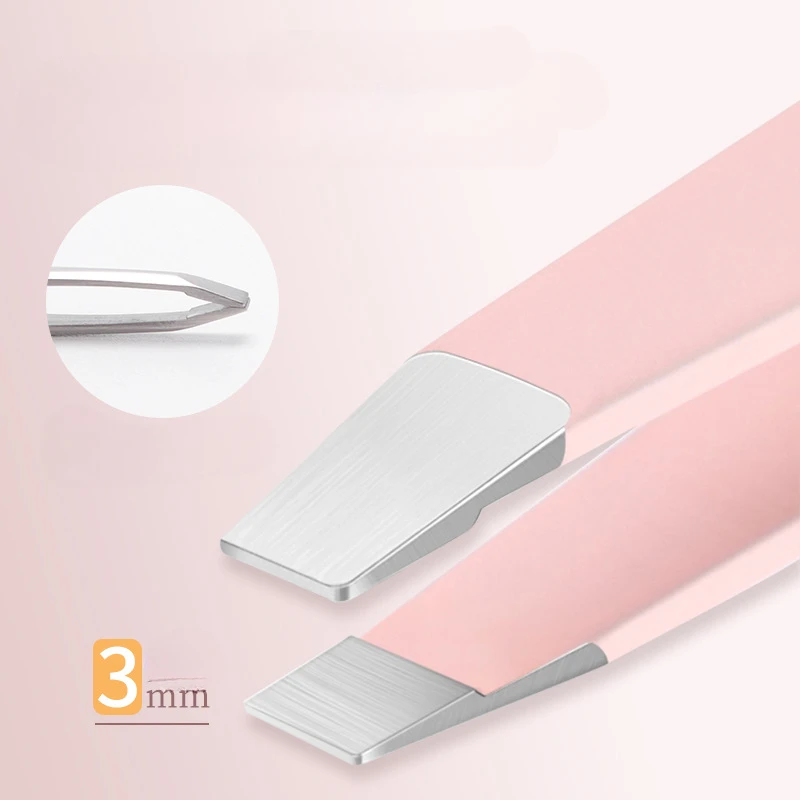 Pinzas para cejas de oro rosa, herramienta de maquillaje hermosa, depilación facial de acero inoxidable, pinzas para pestañas