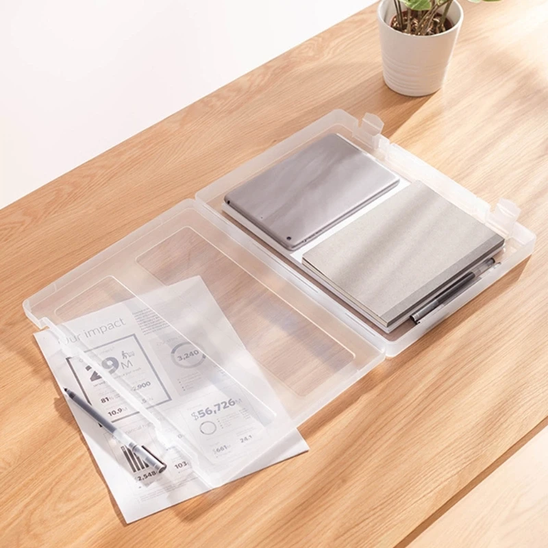 Handheld Files Folder Documents Double Buckle Locks Transparent File Storage Cases for Office School Home Y3NC