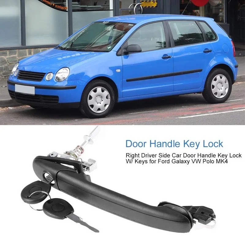 For VW Polo MK4 6N 6N1 6N2 Seat Ford Galaxy Door Handle with 2 Key Lock W/Keys Left Right 6N0837207C 6N0837207D Car Accessories