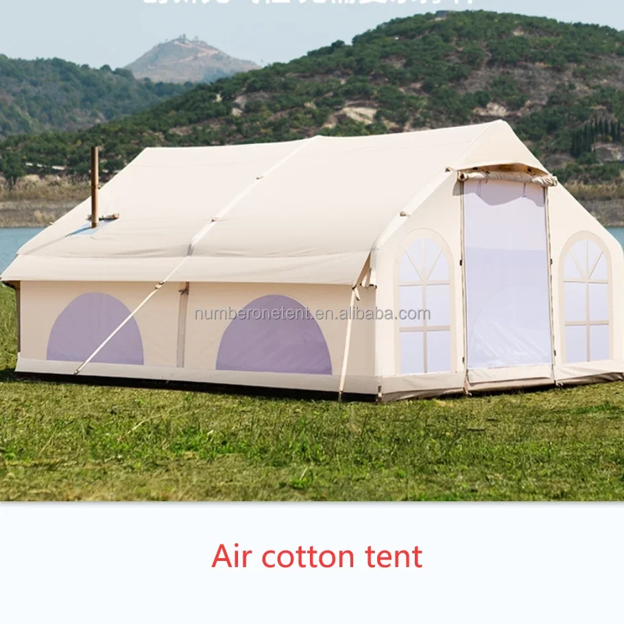 Hot sale air cotton 3m 4m Canvas inflatable Bell Tent Waterproof 4 Season Luxury Outdoor Glamping Yurt Tent Camping Tent