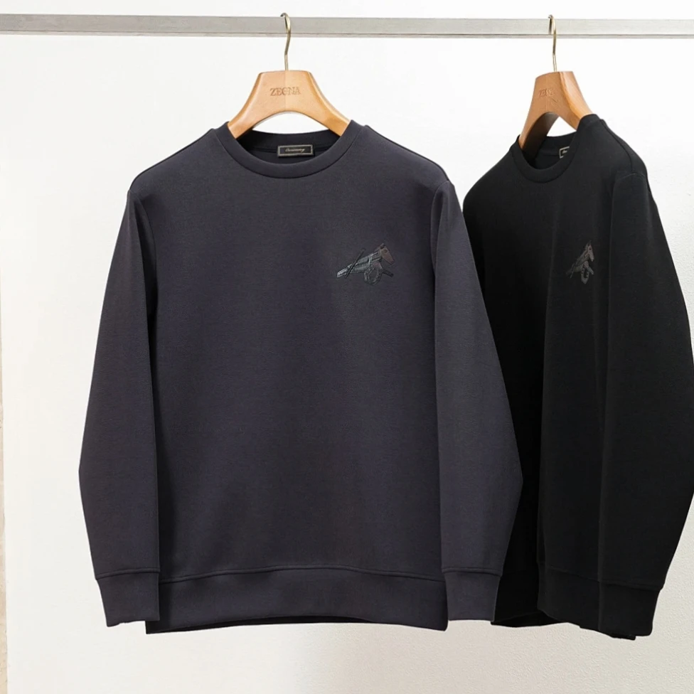 

Liquid Ammonia Proced Cotton Sweatirt Jaet Men's round Ne Air Layer Color Trendy Outerwear for Autum...