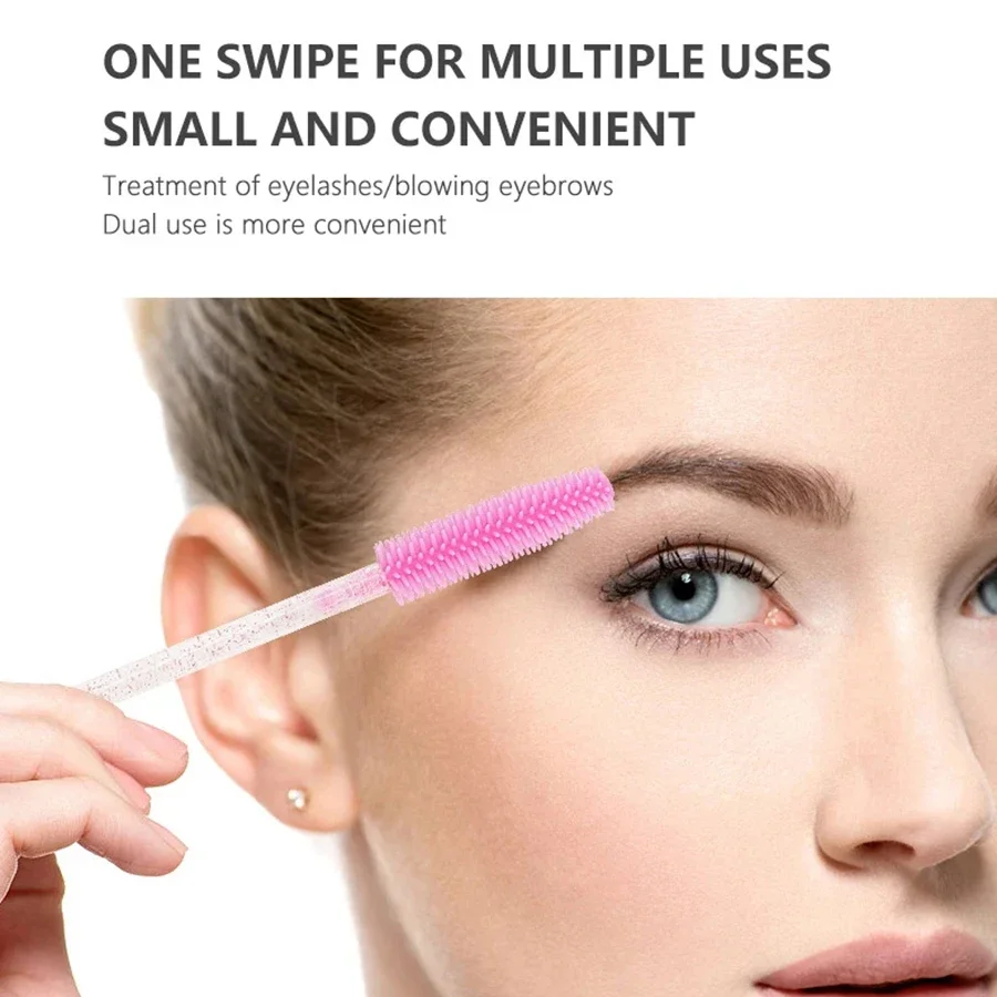50 Uds. Aplicador de varitas de rímel de cristal de silicona, cepillos de pestañas desechables, peine para mujeres, cepillo de maquillaje, herramientas de belleza