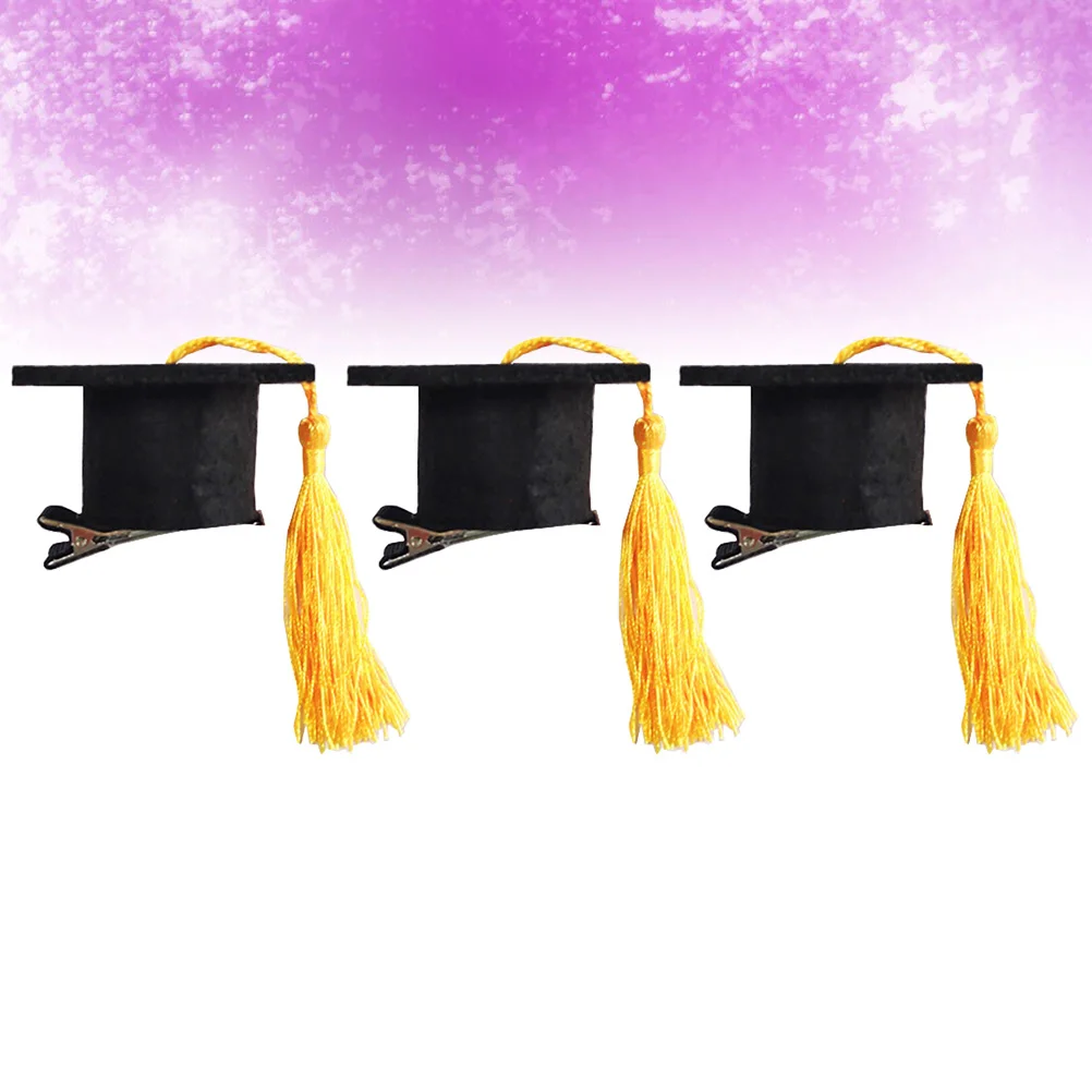 

3 Pcs Hairpins Graduation Hat Design Premium Hair Accessories Party Tassel Doctoral Hair Clip Barrettes