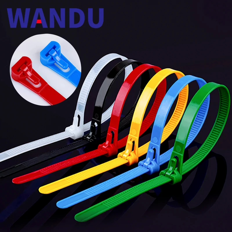 

20pcs Colorful Plastic Reusable Cable Zip Ties 8*200/250/300 Releasable Nylon Adjust Loose Slipknot Recycle Detachable Bundle