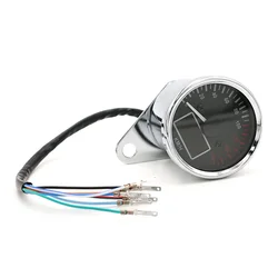 Universal Chrome LCD Speedometer Odometer Tachometer Multifunction Fuel Gauge Motorcycle Cruiser Bobber Chopper Cafe Racer