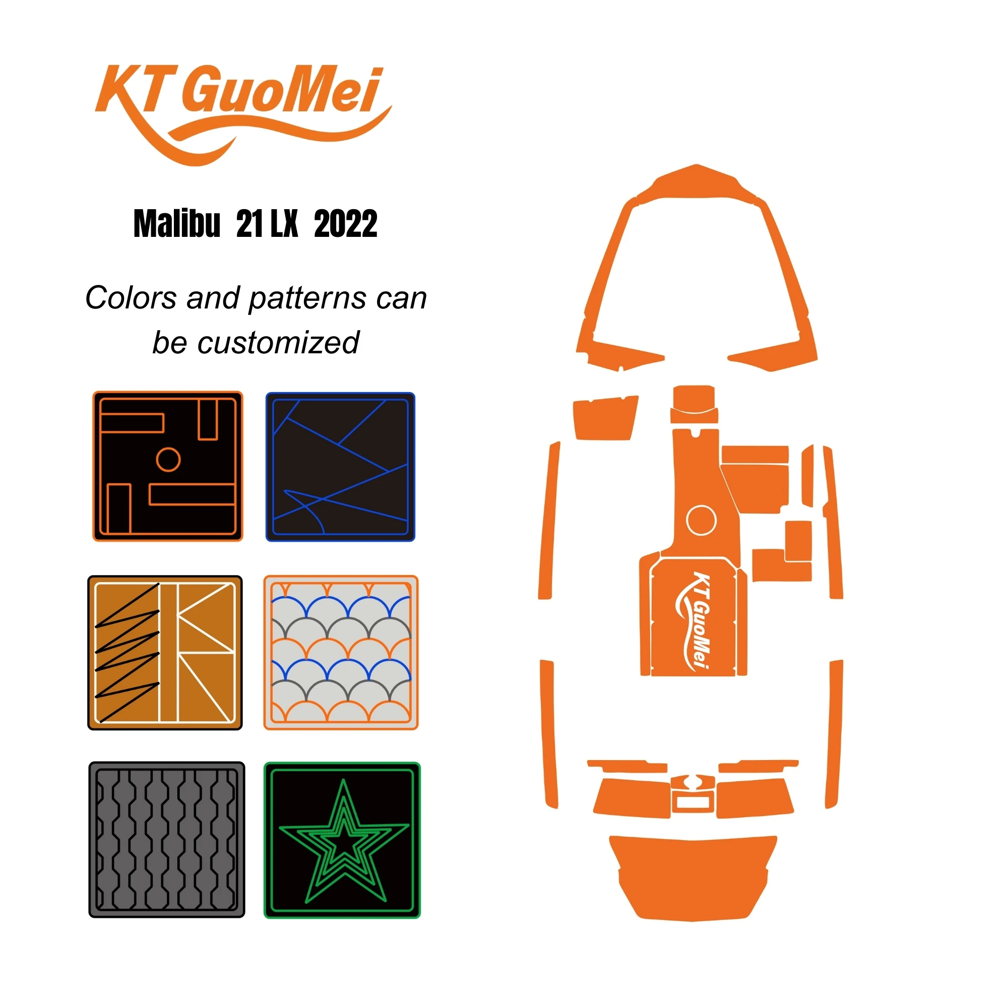 STLF KT GuoMei Malibu 21 LX 2022 Model Customized Drawing EVA Marine Flooring Waterproof and Non-slip Custom Accessories for Yac