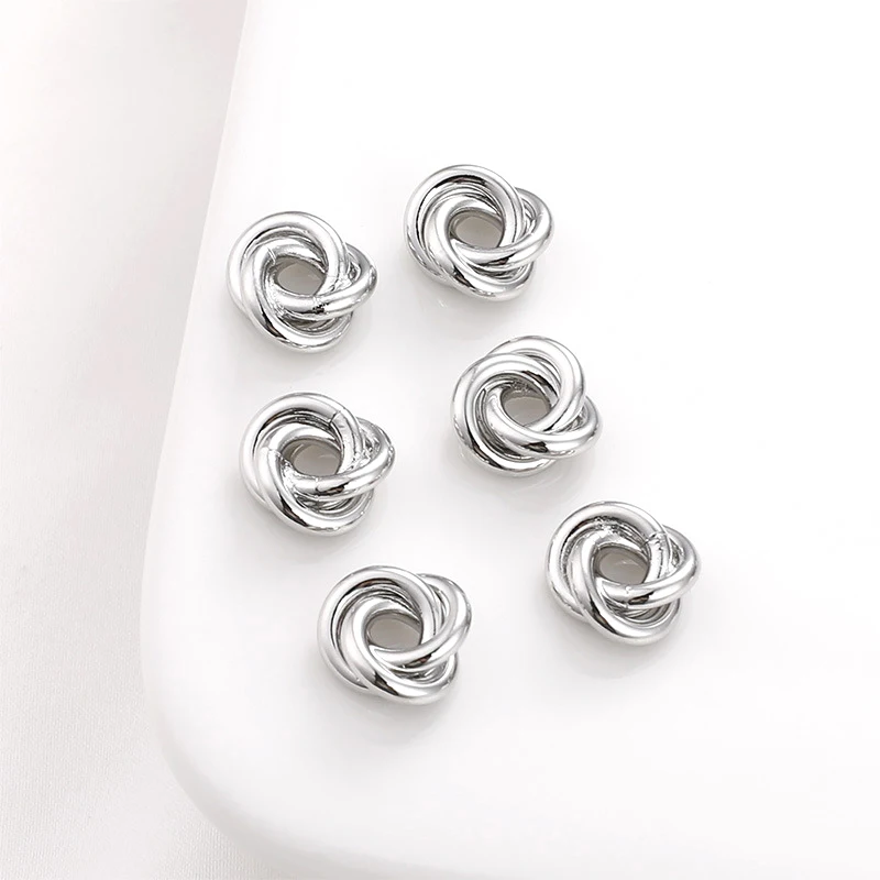 3pcs 12mm copper clad 14K Gold twisted shape triad flower beads DIY hand made jewelry beads beads accessories materials