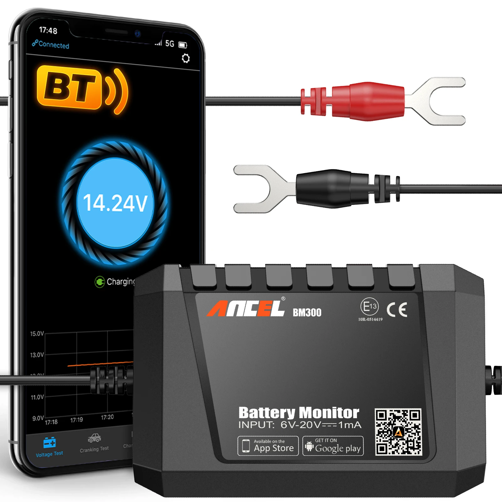 12V Battery Tester Bluetooth Car Electric Circuit Cranking Test ANCEL BM300 for Android ISO Diagnostic Tool Voltage Analyzer ﻿