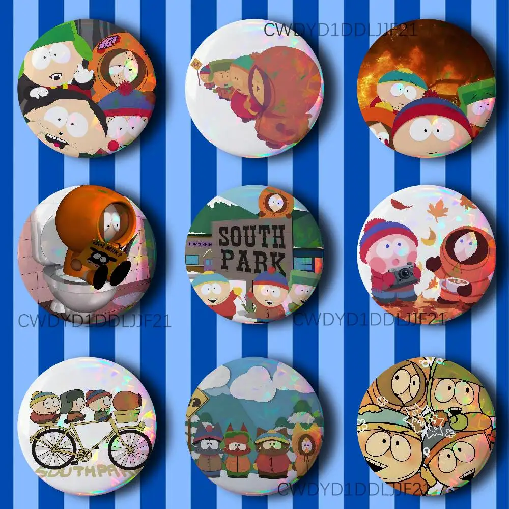 S-South P-Park Cartoon  Vintage Anime Brooch Creative Badge for Hat Bag Decoration Fans Collect Gifts