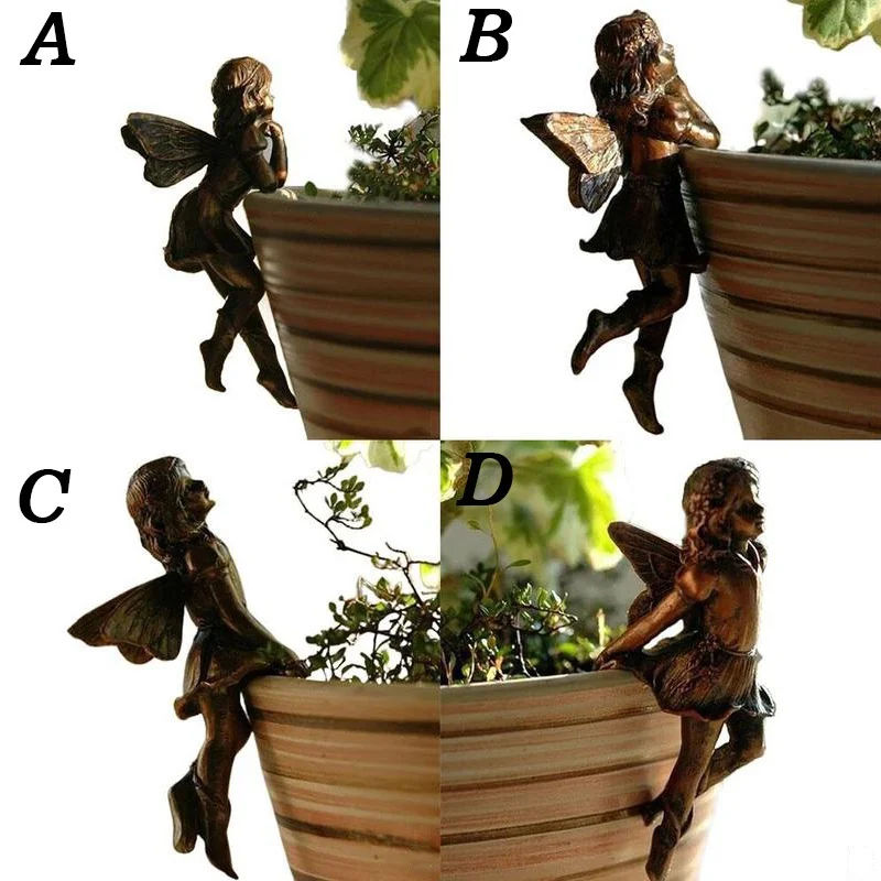 Fairy Girl Hanging Cup Resin Decoration Fairy Combination Flower Basket Edge Decoration Garden Pot Ornaments