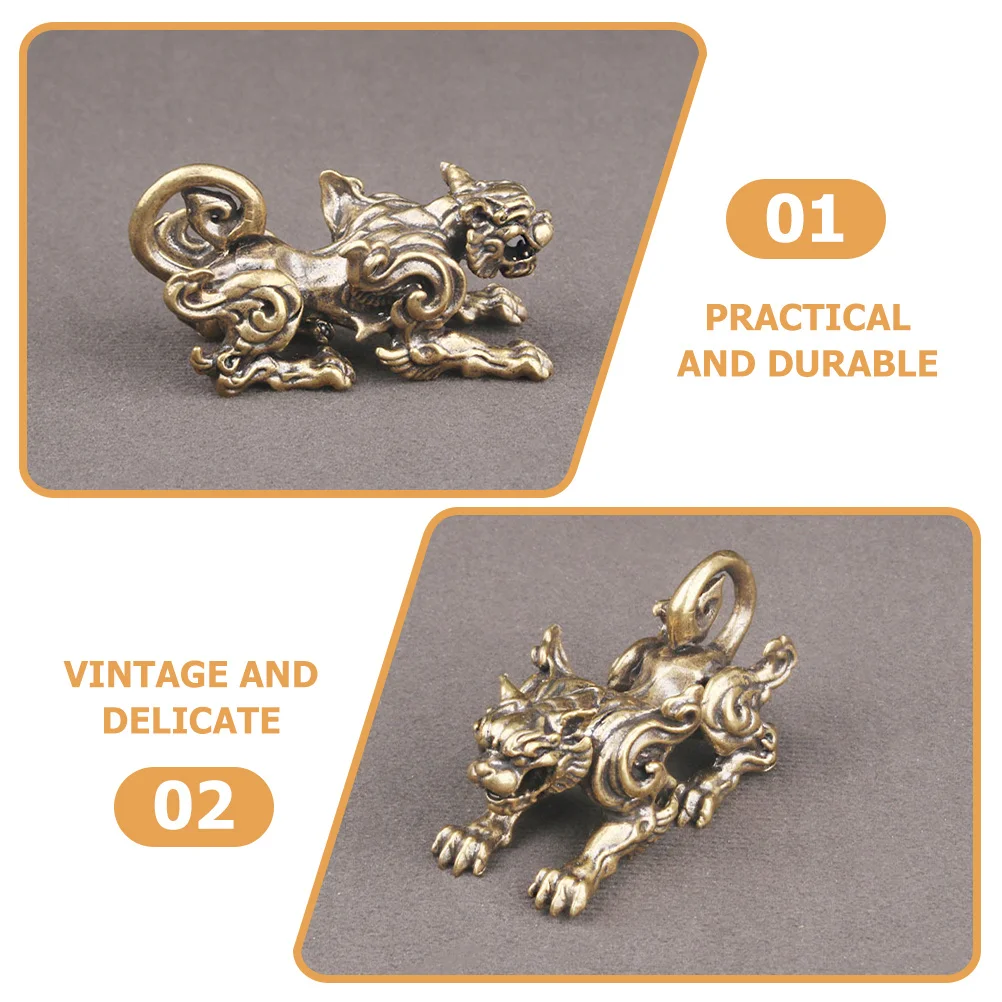 

Brass Kylin Statue Vintage Style Delicate Color Small Desktop Decoration Auspicious Ornament Prosperity Wealth Sculpture