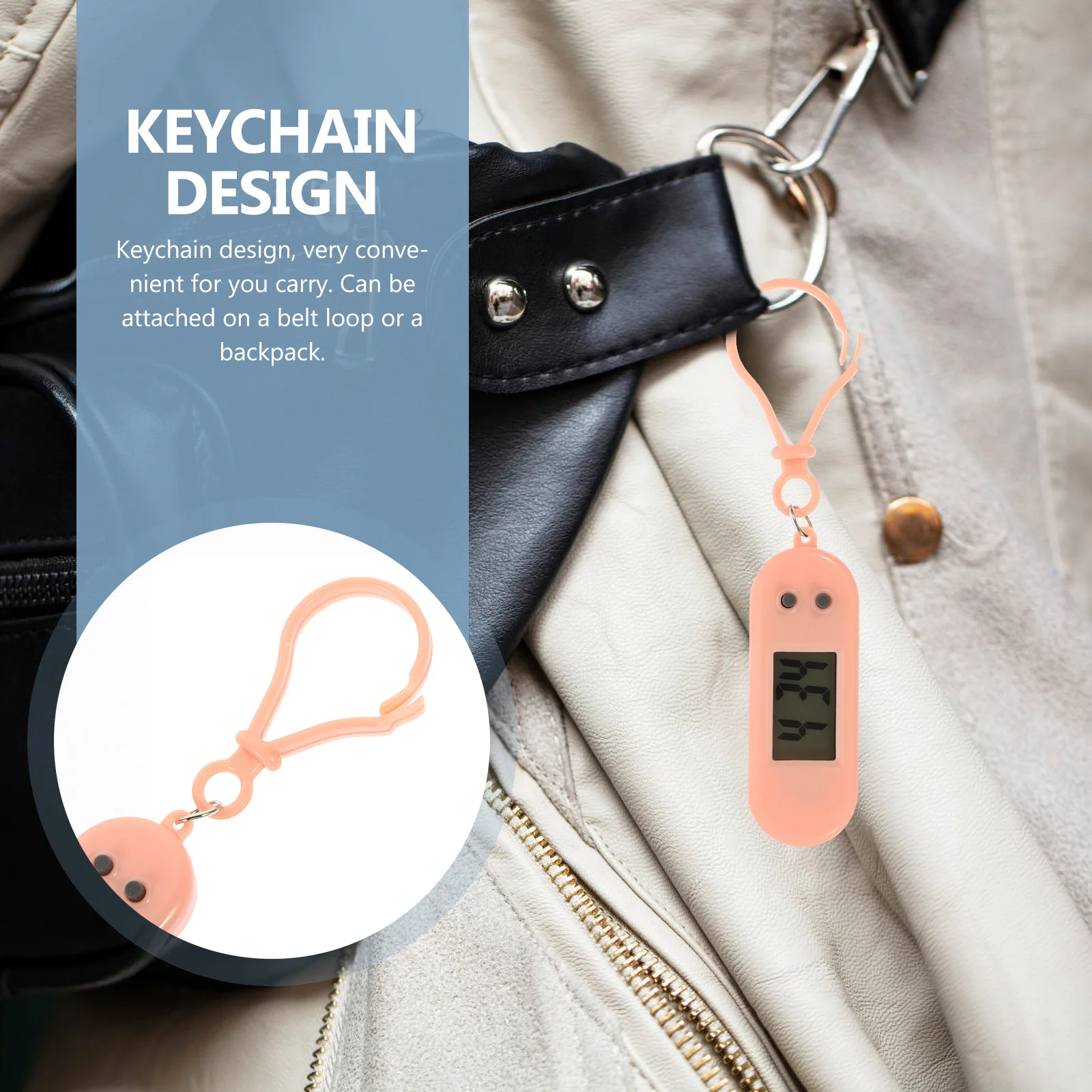 4Pcs Hanging Pocket Watch Keychain Easy Read Clip-on Clock Small Watch for Students Mixed Color Keychain Clock