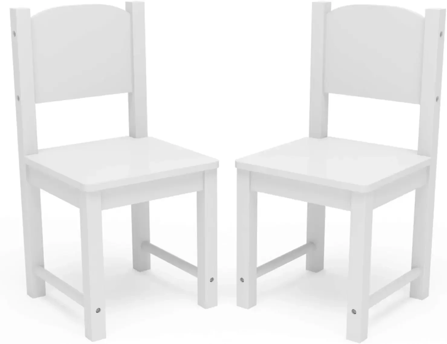 Toddler Wooden Chair Pair, Kids Furniture for Eating, Reading, Playing 2 Pack (White)