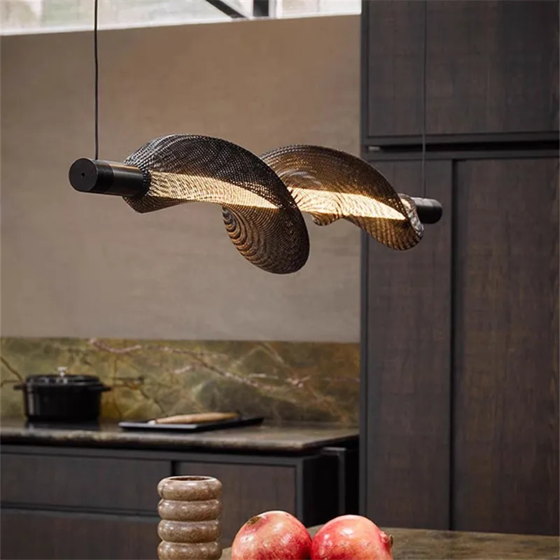 Vapour Horizontal Pendant Lamp For Dinning room net light Nordic Long  tubes light Home Decor foyer LED kitchen island light