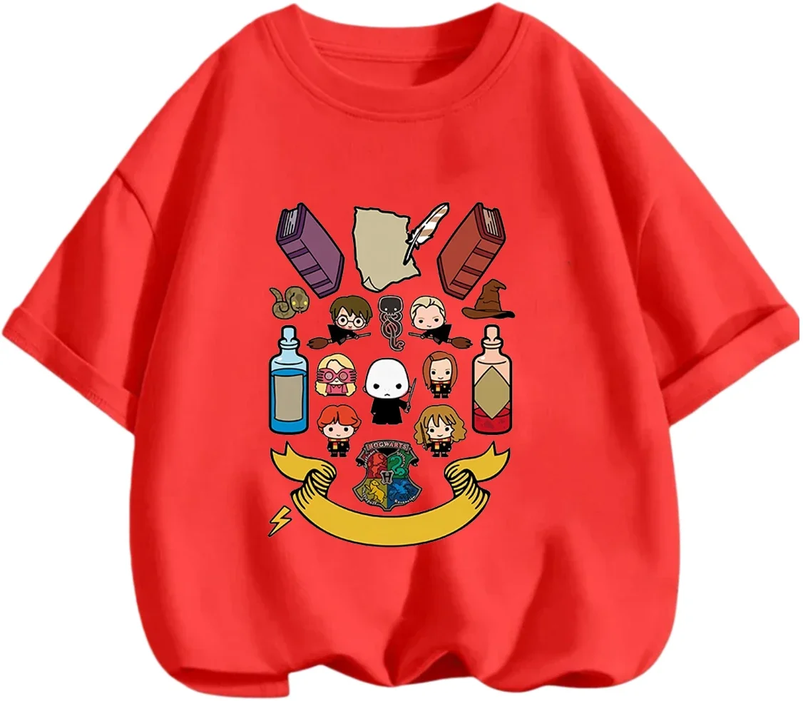 Hot Sale Harry Potter Cartoon T Shirt Summer Street Style Casual Round Neck Tee For Young Kids view 6