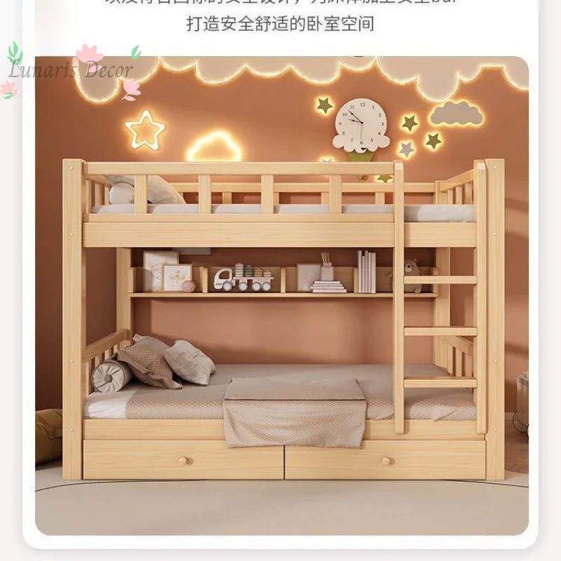 Children's solid wood simple bunk bed Two-layer high and low bed Double bunk bed