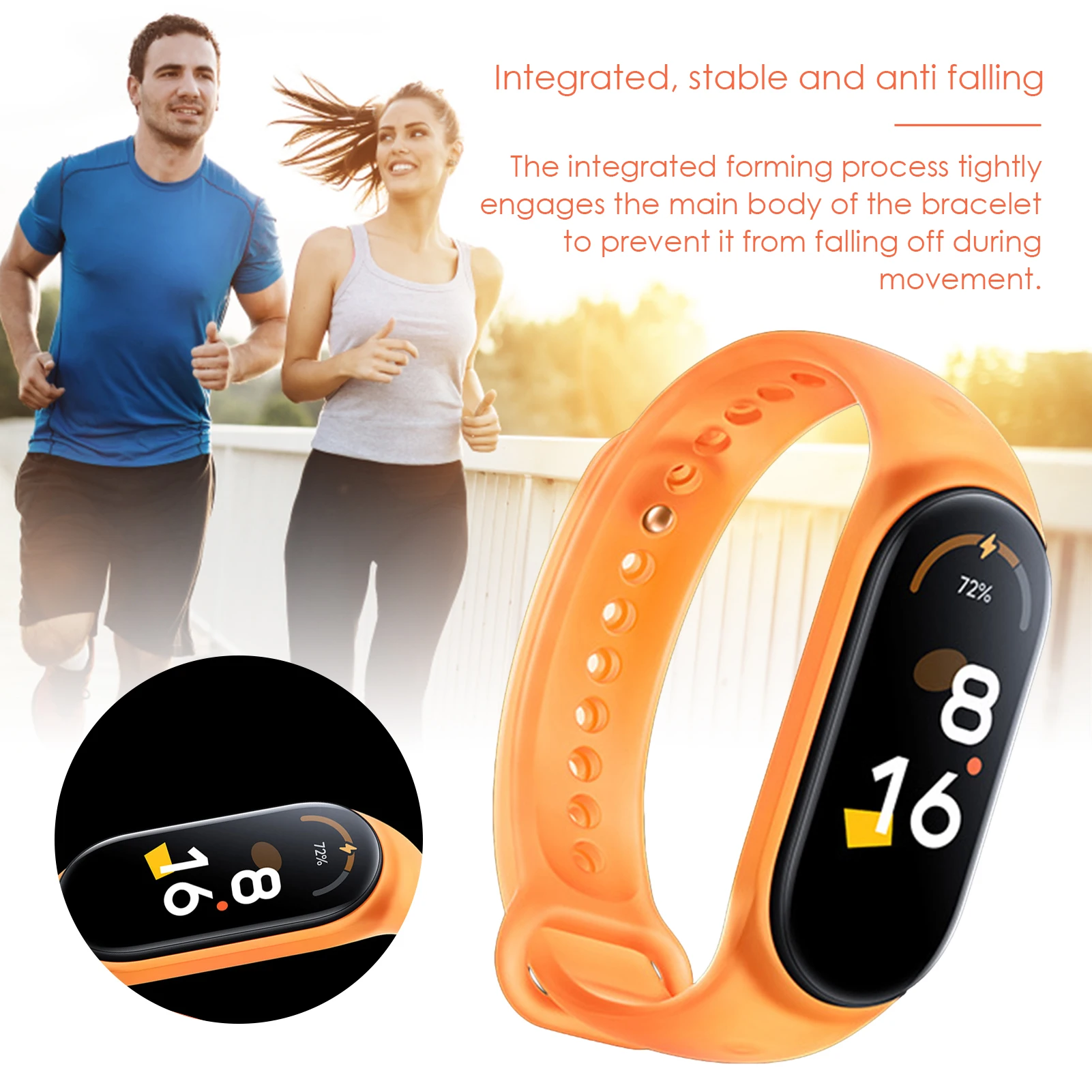 Сменный Браслет для смарт-часов Xiaomi Mi Band 5, 6/7, из термопластичного полиуретана (TPU), водонепроницаемый, флуоресцентный, зеленый, оранжевый