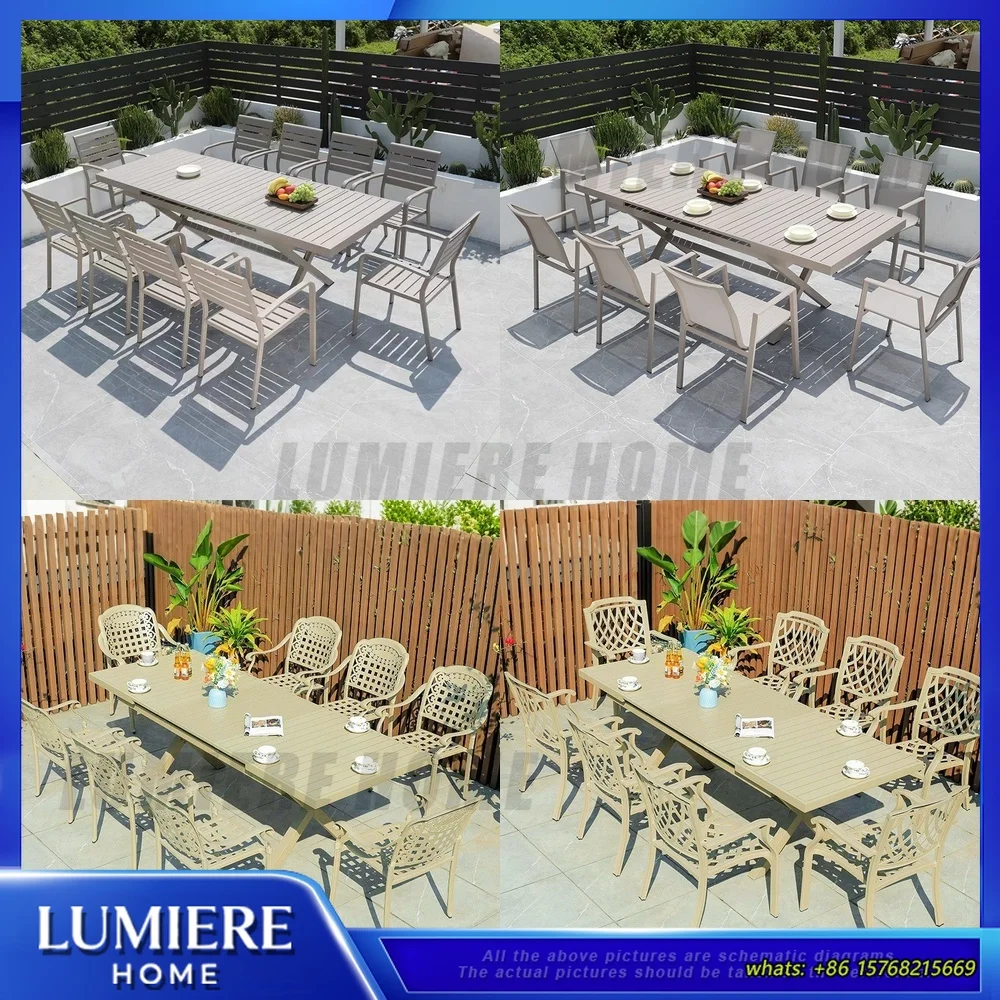 

Outdoor Folding Table and Chairs Set for Garden Patio Yard Balcony Waterproof UV Resistant Aluminum Alloy Extendable Dining