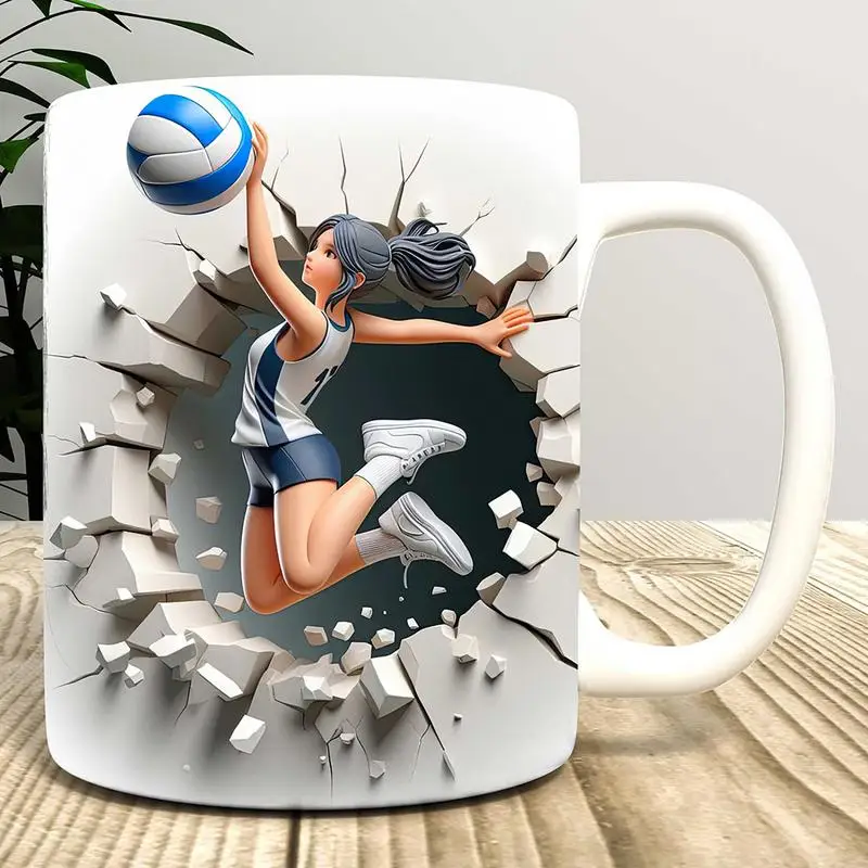 3D Volleyball Ceramic Mug Tea Milk Cups Volleyball Gift for Women Men Sports Mugs For Coffee Milk Tea Lovers Drinkware Accessory