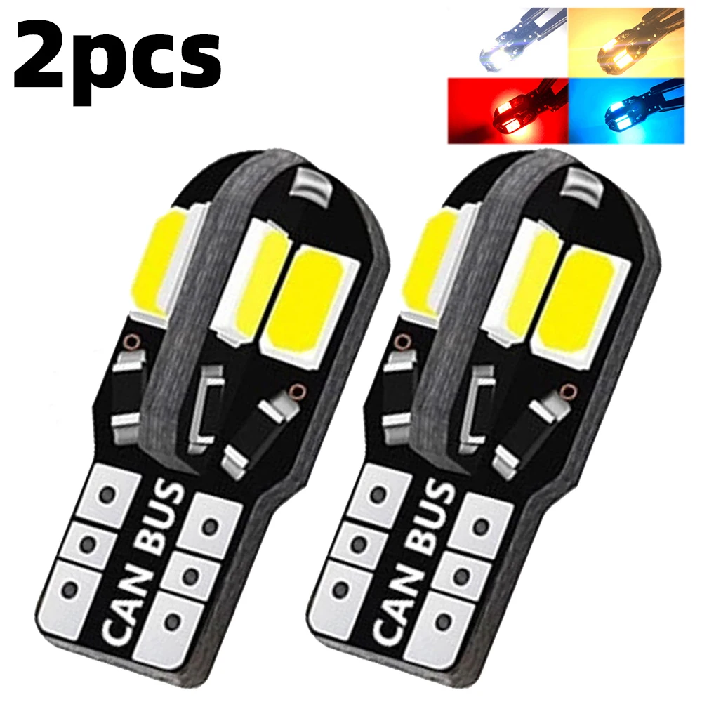 

2x W5W T10 LED CANBUS No Error 5W5 12V 5W 600Lm Super Bright Car Interior Side Light 194 3030 SMD Auto Bulb White Amber Red