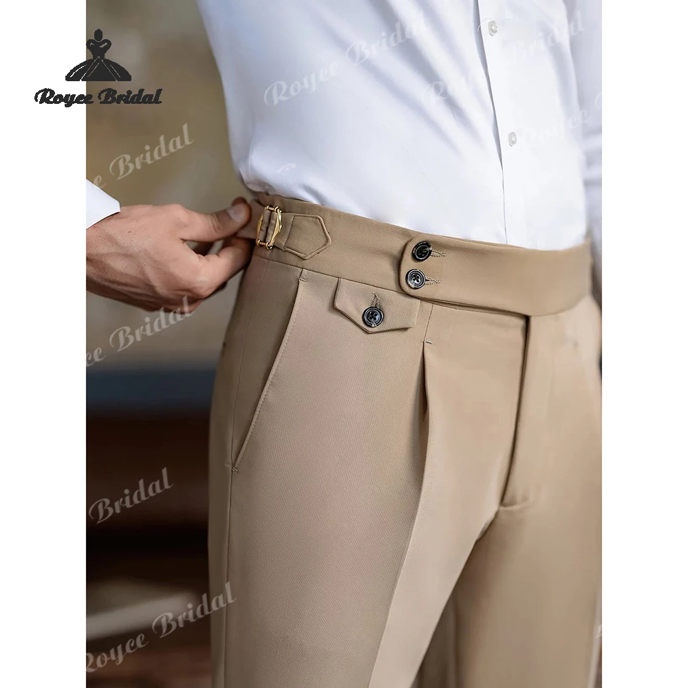 ชุดสูทผู้ชายสีกากีแบบสองชิ้น กระดุมสองแถว สำหรับงานแต่งงาน ปี 2026 ปกแหลม ชุดสูทสำหรับงานเลี้ยงกลางคืนและธุรกิจ  สามารถสั่งตัดได้