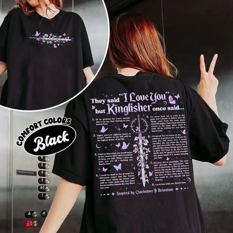 Kingfisher I Love You In Quicksilver Shirt, Brimstone Book Merch, Kingfisher And Saeris Fane, Quicksilver Fan Shirt T-Shirt