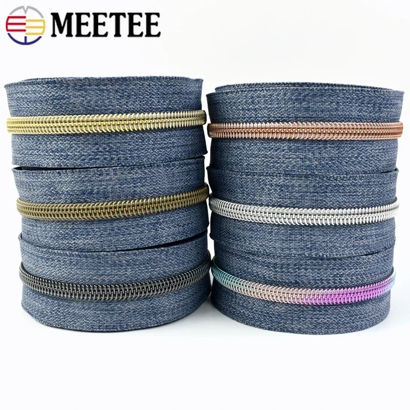 

10-50M 5# Meetee Plastic Nylon Zippers Bag Coil Zipper Tapes Jacket Pocket Zips By Meters Repair Tailor DIY Sewing Accessories