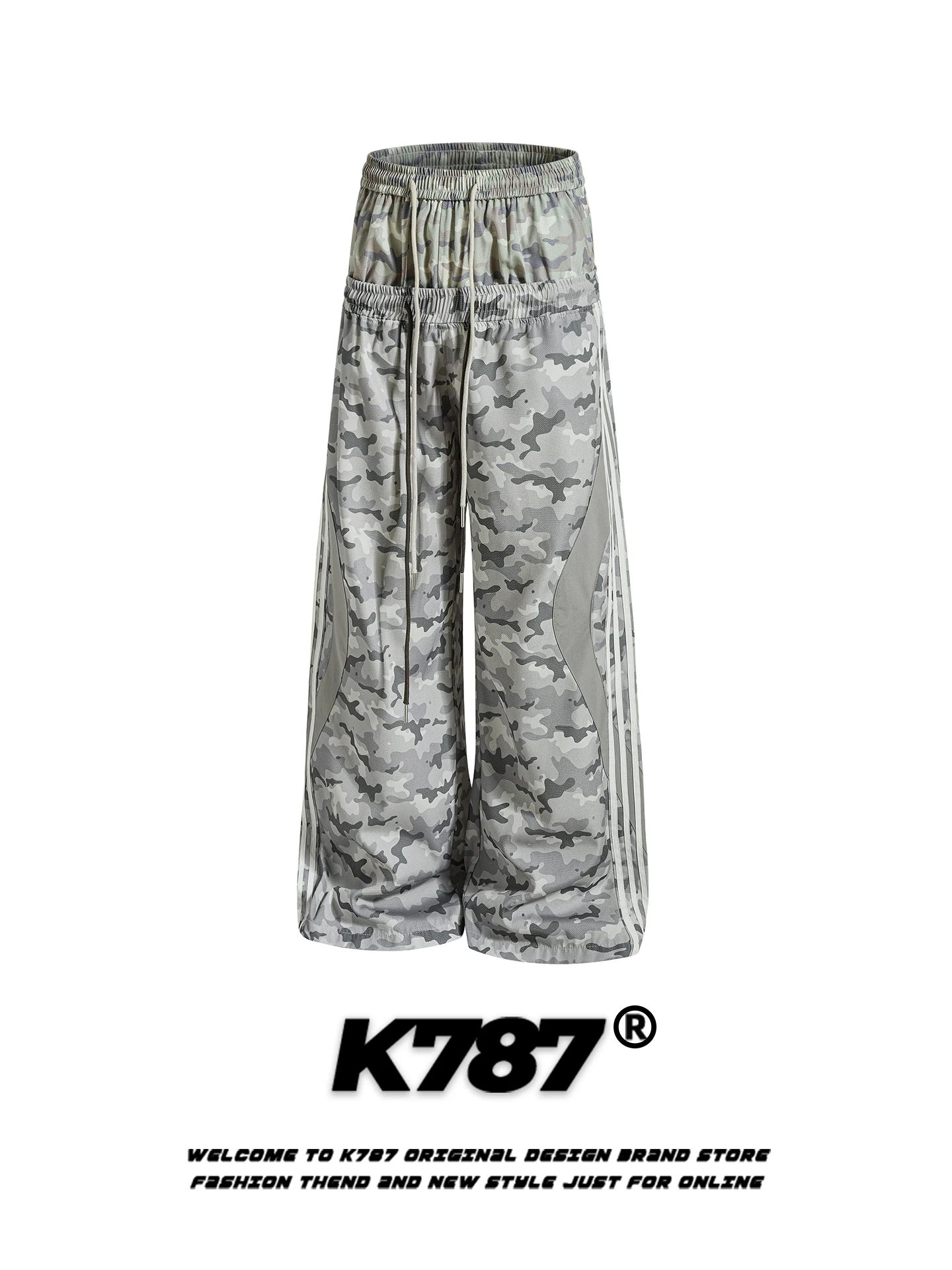 

K787 Американские ретро-брюки-карго унисекс с камуфляжным принтом, повседневные спортивные уличные брюки с высокой талией, широкие, в пол