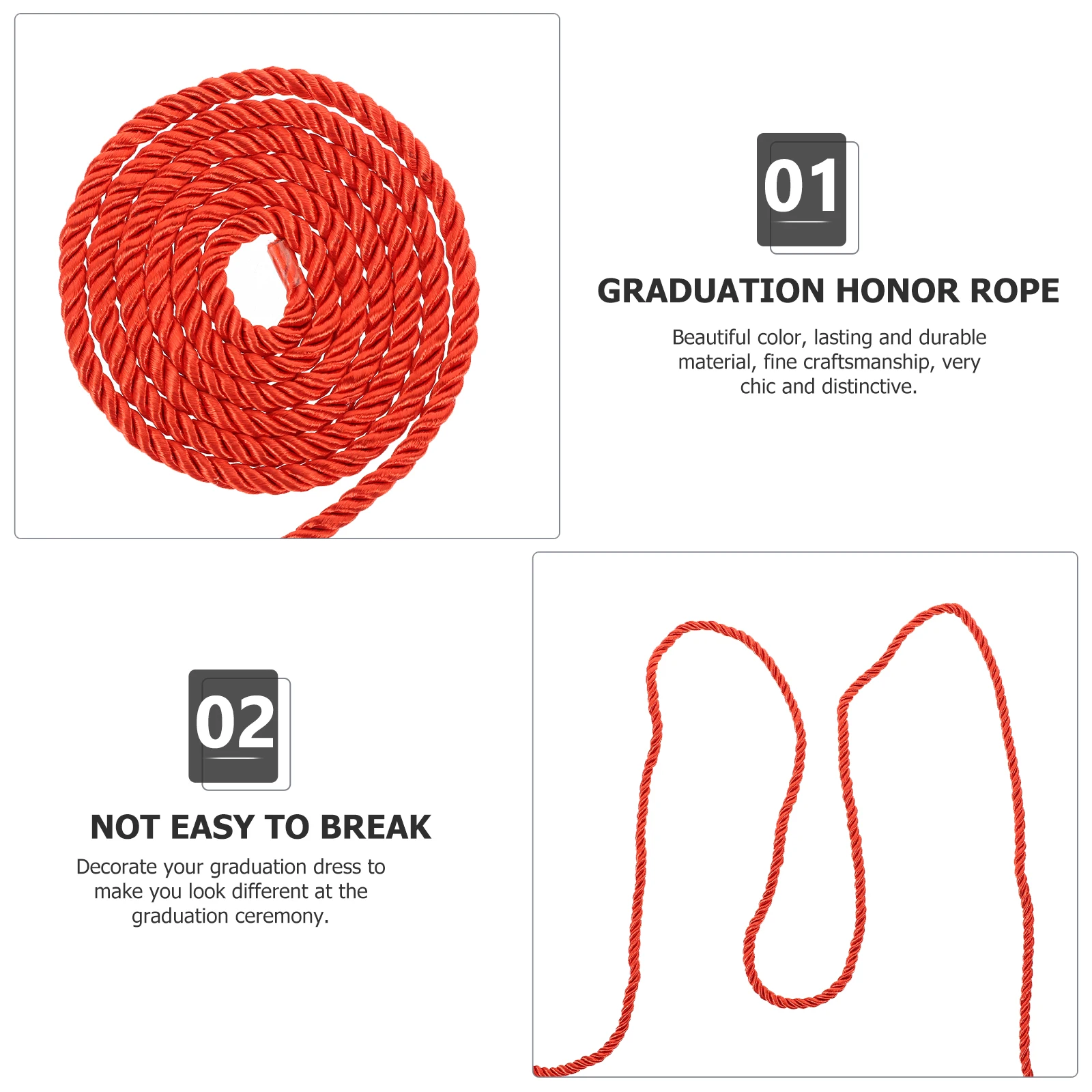 

Braided Honor Cord Durable Decorative Graduation Cords Polyester Rope Tassel Grad Dress Accessory Ceremony Souvenir Handmade