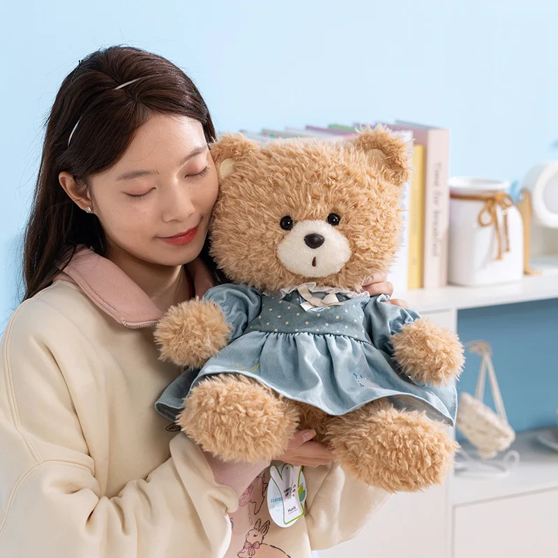 

25/35 см очаровательная плюшевая кукла-медведь для девочек с комбинезоном, мягкая игрушка в подарок для детей, подарок на день рождения, вечерние сувениры