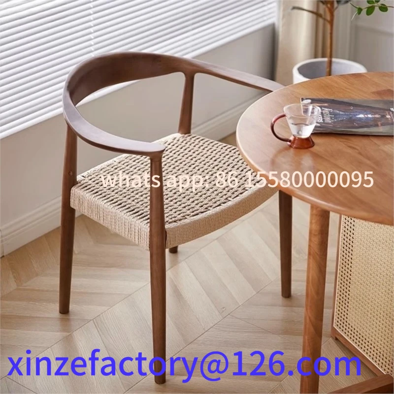 Customizable GUIG Japanese Casual Armchair Study Chair Tea Room Negotiation Chair Kraft Paper Rope Double-sided Braided Rope Din