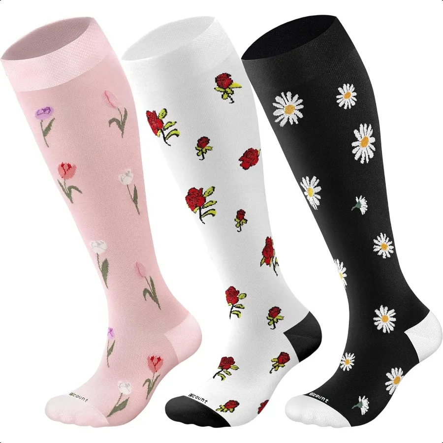 

Cotton Comprion Socks for WomenMen 1520mmHg Knee High Cute port Sock for Nurses Pregnant Women Travel