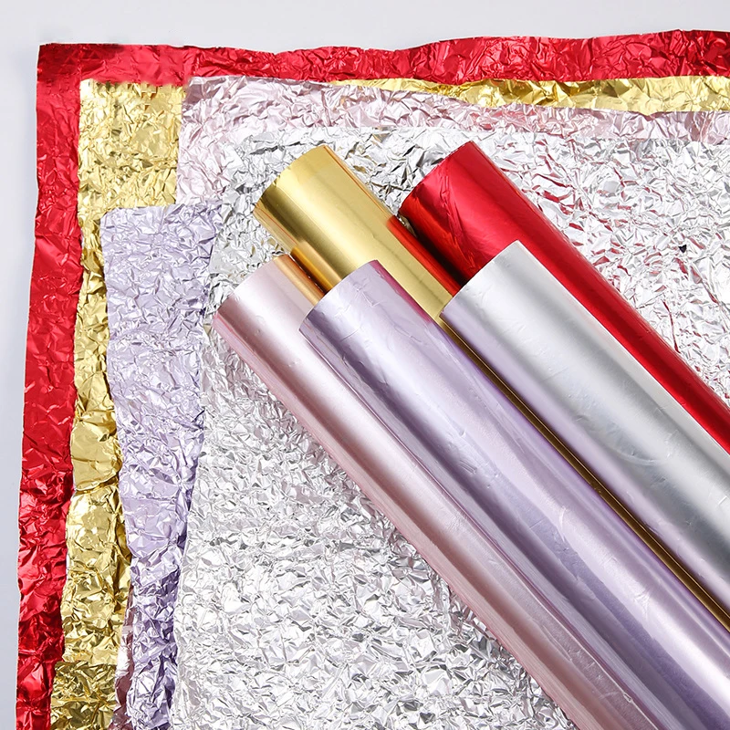 

8Yard Metallic Crinkle Foil Paper for Flower Bouquets-Tear-Resistant Aluminum Craft Paper for Gift Packaging,Wedding Centerpiece