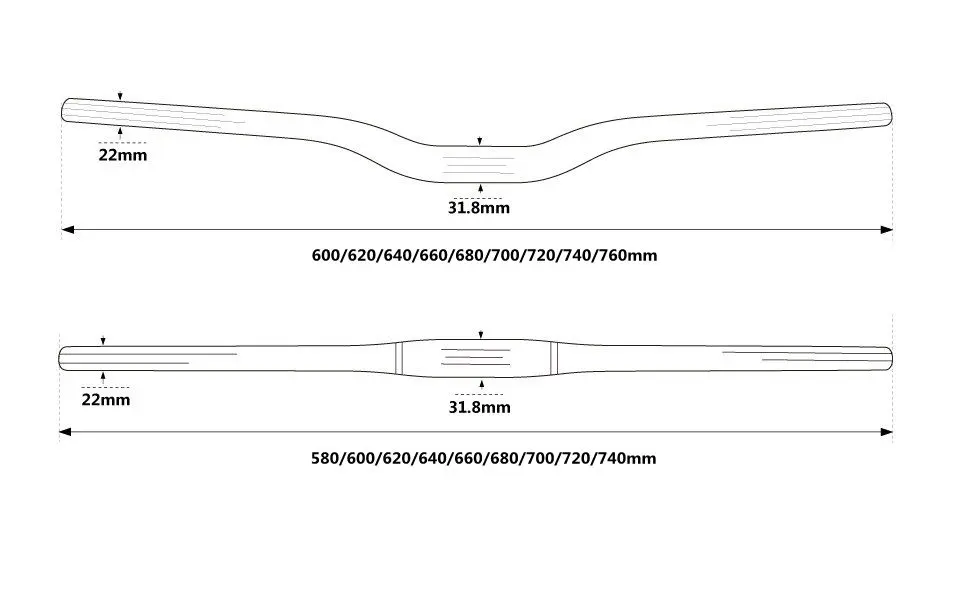 UD carbon  handlebar Matte Full Carbon Fiber Mountain Bicycle Straight Flat/Bend Riser Handlebar Bike MTB Part 31.8*600 - 760 mm