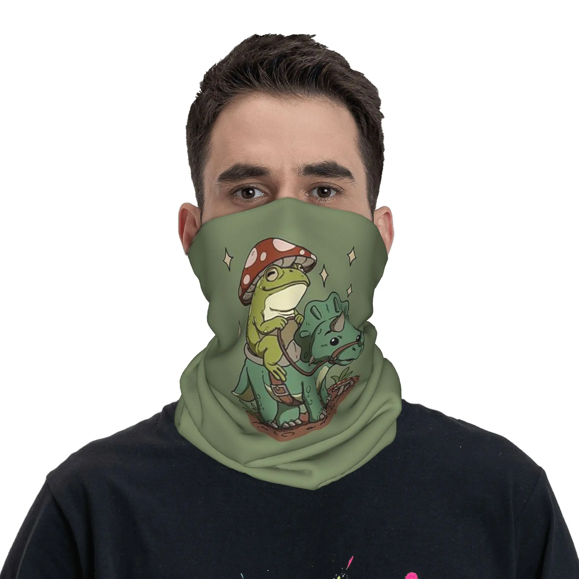 Dinosaur and Frog Bandana Neck Cover Printed Mask Scarf Face Mask Outdoor Sports Unisex Adult All Season