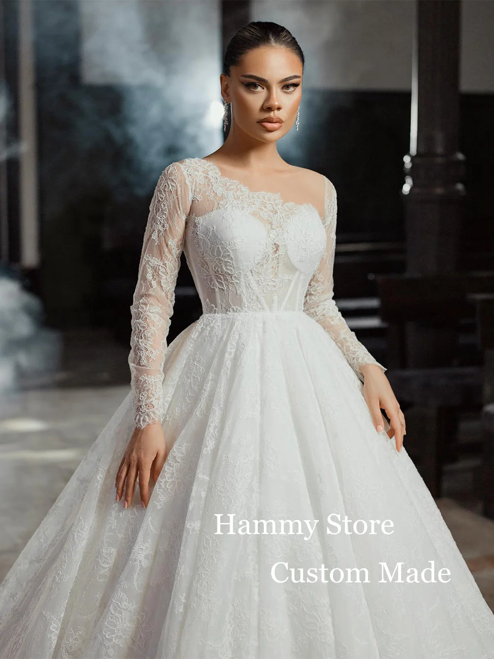 Precioso vestido de fiesta, vestido de novia árabe, mangas largas, transparente, tren de barrido, vestidos de novia árabes saudíes, tamaño personalizado