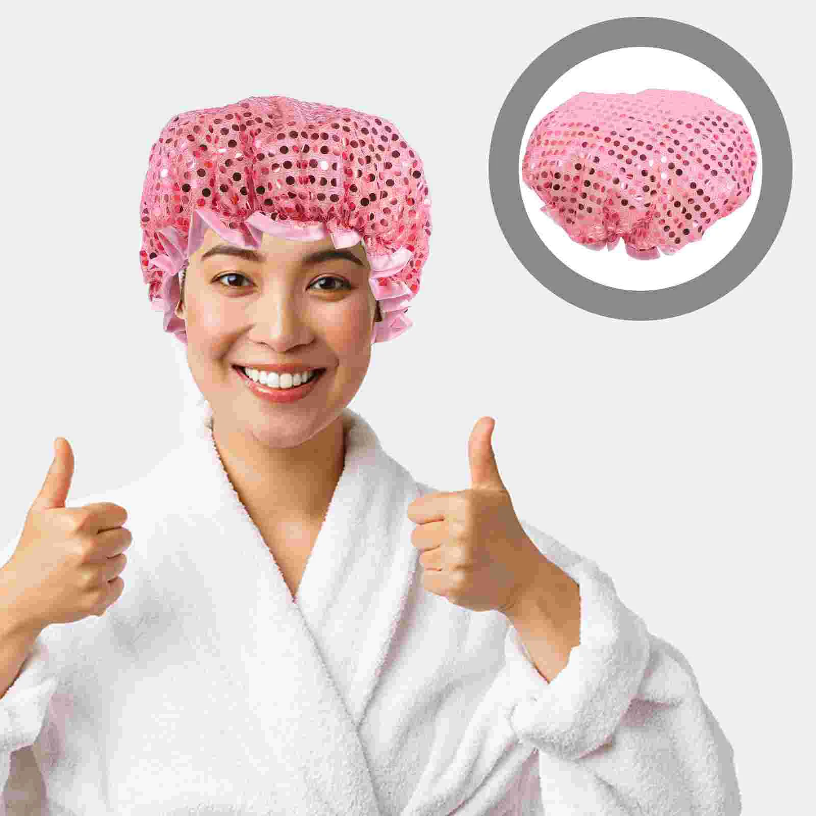 

Waterproof Shower Cap Bonnet Caps for Women Reusable Hair Hats Double Layer Long