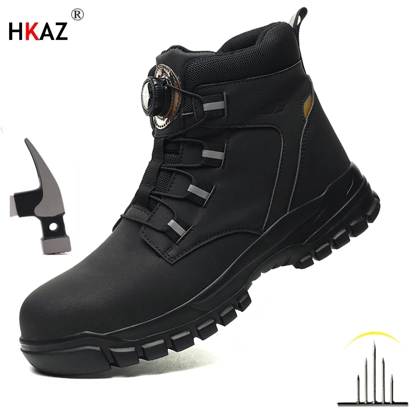 Rotating Button Safety Shoes Men Work Sneakers Indestructible Shoes Puncture-Proof Protective Shoes Work Boots Steel Toe boots